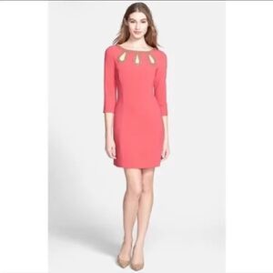 Lilly Pulitzer Bronte Embellished and Beaded  Dress Zip Back Pink Watermelon